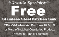 Free Stainless Steel Kitchen Sink - Offer Valid When You Purchase 70 Sq. Ft. or More of Installed Countertop Products (Present at Time of Estimate)